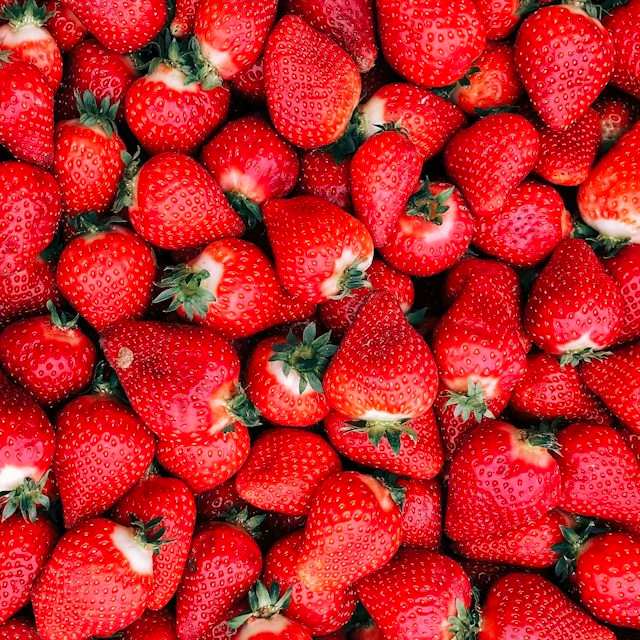 Viele frische Erdbeeren